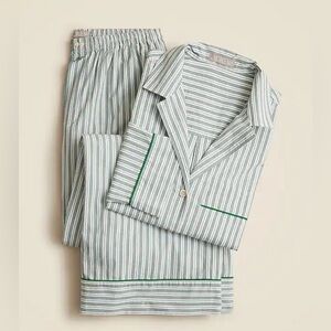 j.crew pajama pant set in striped cotton poplin